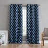HLC.ME Lattice Print Blackout Grommet Curtain Panels - Navy Blue - Set Of 2