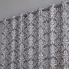 HLC.ME Damask Print 100% Blackout Grommet Patio Door Panel - Grey Faux Linen Curtains