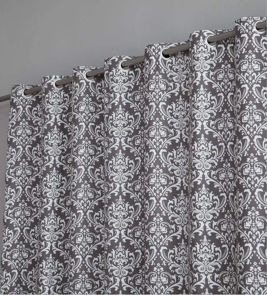 HLC.ME Damask Print 100% Blackout Grommet Patio Door Panel - Grey Faux Linen Curtains 3 HLC.ME Damask Print 100% Blackout Grommet Patio Door Panel - Grey Faux Linen Curtains