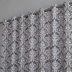 HLC.ME Damask Print 100% Blackout Grommet Curtain Panels - Grey - Set Of 2 Blackout Curtains