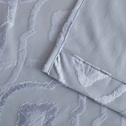 HLC.ME Trellis Flocked 100% Blackout Grommet Patio Door Panel - Light Grey Faux Linen Curtains