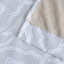 HLC.ME Blackout Curtains Trellis Flocked 100% Blackout Grommet Curtain Panels - White - Set Of 2 11 HLC.ME Blackout Curtains Trellis Flocked 100% Blackout Grommet Curtain Panels - White - Set Of 2