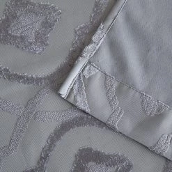 HLC.ME Blackout Curtains Trellis Flocked 100% Blackout Grommet Curtain Panels - Charcoal Grey - Set Of 2