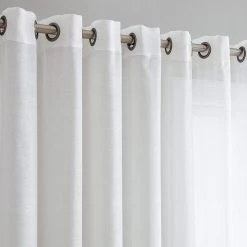 HLC.ME Lucento Sheer Grommet Patio Door Panel - Ivory Faux Linen Curtains
