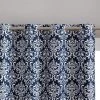 HLC.ME Blackout Curtains Damask Print 100% Blackout Grommet Curtain Panels - Navy Blue - Set Of 2
