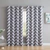HLC.ME Blackout Curtains Chevron Print Blackout Grommet Curtain Panels - Grey - Set Of 2