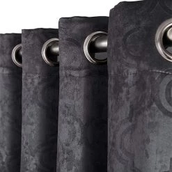 HLC.ME Redmont Lattice Blackout Grommet Curtain Panels - Dark Grey - Set Of 2