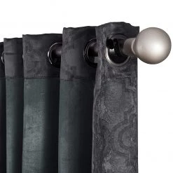 HLC.ME Redmont Lattice Blackout Grommet Curtain Panels - Dark Grey - Set Of 2