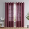 HLC.ME Abbey Faux Linen Grommet Curtain Panels - Burgundy - Set Of 2