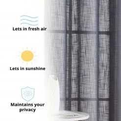 HLC.ME Abbey Faux Linen Grommet Patio Door Panel - Grey