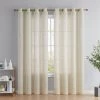 HLC.ME Faux Linen Curtains Abbey Faux Linen Grommet Curtain Panels - Cream - Set Of 2