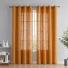 HLC.ME Abbey Faux Linen Grommet Curtain Panels - Gold - Set Of 2