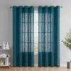 HLC.ME Abbey Faux Linen Grommet Curtain Panels - Grey Teal - Set Of 2 Faux Linen Curtains