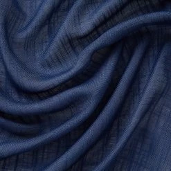 HLC.ME Faux Linen Curtains Abbey Faux Linen Grommet Curtain Panels - Navy Blue - Set Of 2