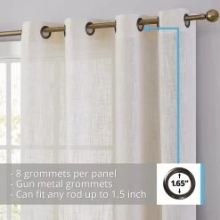 HLC.ME Abbey Faux Linen Grommet Curtain Panels - Oatmeal Beige - Set Of 2 Faux Linen Curtains