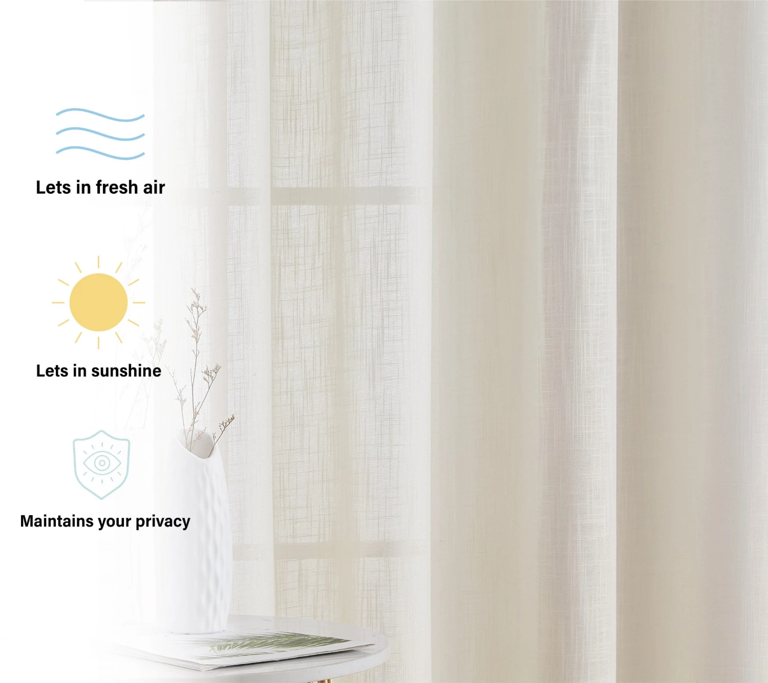 HLC.ME Abbey Faux Linen Grommet Curtain Valance - Oatmeal Beige Faux Linen Curtains 4 HLC.ME Abbey Faux Linen Grommet Curtain Valance - Oatmeal Beige Faux Linen Curtains