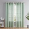 HLC.ME Abbey Faux Linen Grommet Curtain Panels - Seafoam Green - Set Of 2