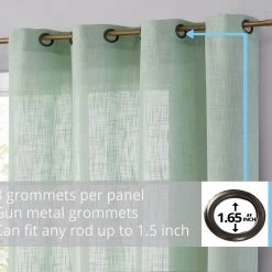 HLC.ME Abbey Faux Linen Grommet Curtain Valance - Seafoam Green