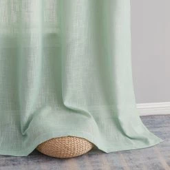 HLC.ME Abbey Faux Linen Grommet Curtain Panels - Seafoam Green - Set Of 2