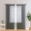 HLC.ME Addison Sheer Tab Top Panels - Charcoal Grey - Set Of 2 Sheer Curtains