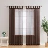 HLC.ME Addison Sheer Tab Top Panels - Chocolate Brown - Set Of 2 2 HLC.ME Addison Sheer Tab Top Panels - Chocolate Brown - Set Of 2
