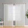 HLC.ME Sheer Curtains Addison Sheer Tab Top Panels - Ivory - Set Of 2
