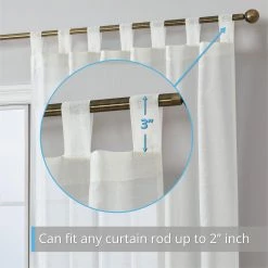 HLC.ME Sheer Curtains Addison Sheer Tab Top Panels - Ivory - Set Of 2