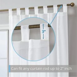 HLC.ME Addison Sheer Tab Top Panels - White - Set Of 2 Sheer Curtains