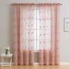 HLC.ME Allegra Floral Embroidered Sheer Curtain Panels - Blush Pink - Set Of 2