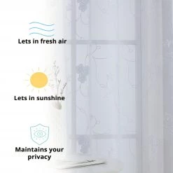 HLC.ME Sheer Curtains Allegra Floral Embroidered Sheer Curtain Panels - White - Set Of 2 11 HLC.ME Sheer Curtains Allegra Floral Embroidered Sheer Curtain Panels - White - Set Of 2