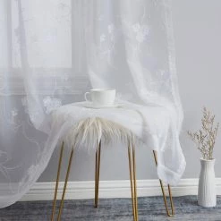 HLC.ME Sheer Curtains Allegra Floral Embroidered Sheer Curtain Panels - White - Set Of 2 13 HLC.ME Sheer Curtains Allegra Floral Embroidered Sheer Curtain Panels - White - Set Of 2