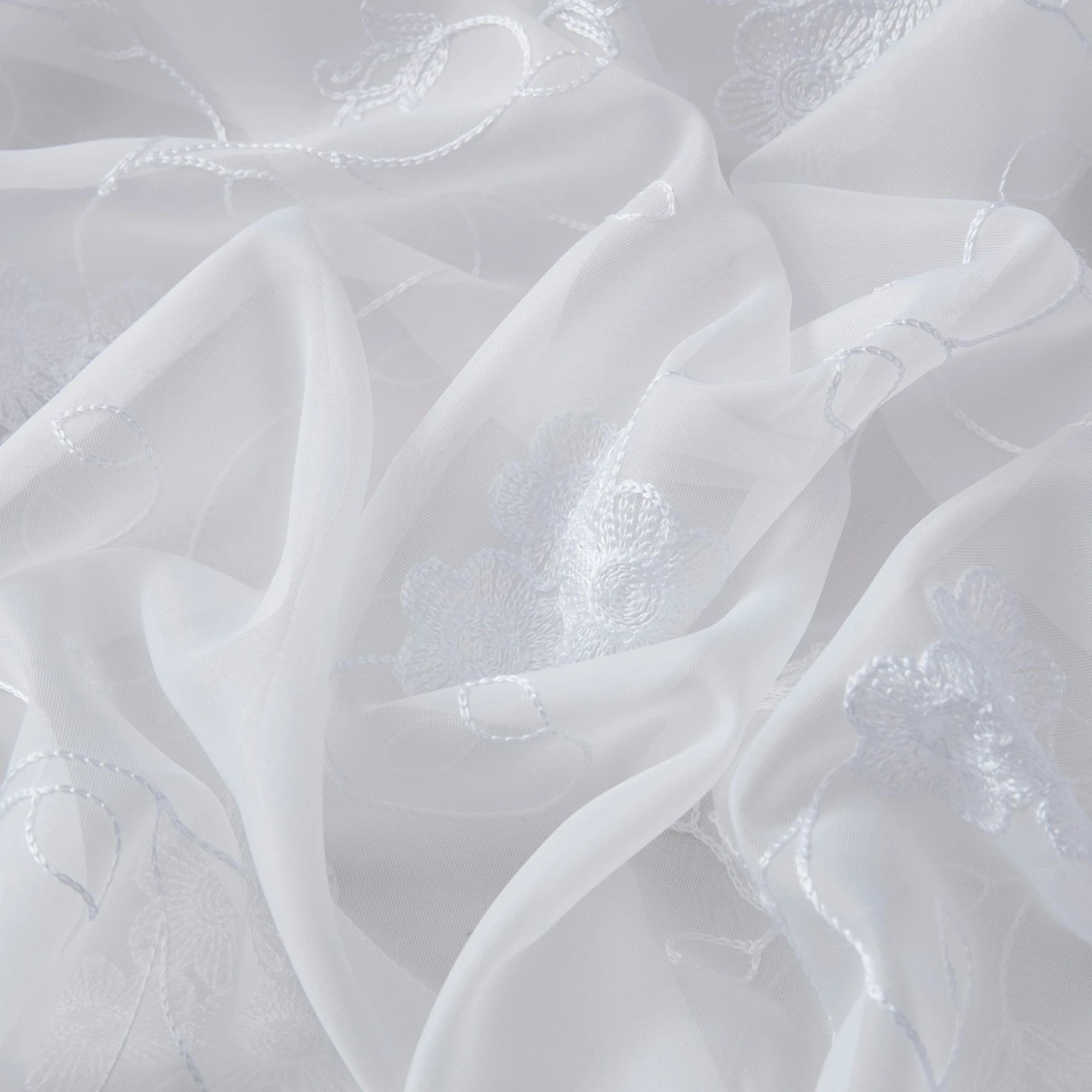 HLC.ME Sheer Curtains Allegra Floral Embroidered Sheer Curtain Panels - White - Set Of 2 9 HLC.ME Sheer Curtains Allegra Floral Embroidered Sheer Curtain Panels - White - Set Of 2