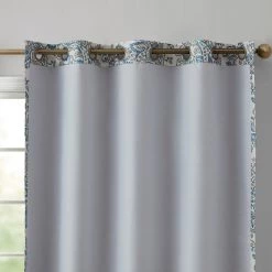 HLC.ME Blackout Curtains Amalfi Paisley 100% Blackout Grommet Curtain Panels - Navy Blue - Set Of 2