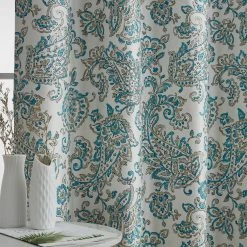 HLC.ME Blackout Curtains Amalfi Paisley 100% Blackout Grommet Curtain Panels - Seafoam Green - Set Of 2