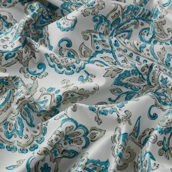 HLC.ME Blackout Curtains Amalfi Paisley 100% Blackout Grommet Curtain Panels - Seafoam Green - Set Of 2