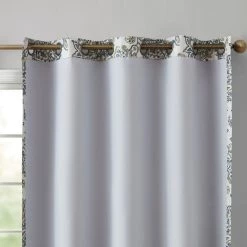 HLC.ME Blackout Curtains Amalfi Paisley 100% Blackout Grommet Curtain Panels - Grey/Yellow - Set Of 2
