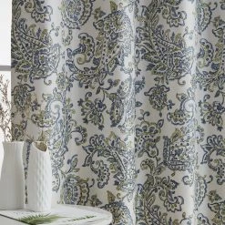 HLC.ME Blackout Curtains Amalfi Paisley 100% Blackout Grommet Curtain Panels - Grey/Yellow - Set Of 2