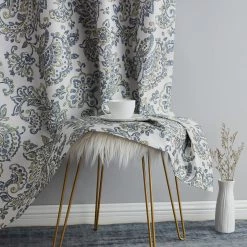 HLC.ME Blackout Curtains Amalfi Paisley 100% Blackout Grommet Curtain Panels - Grey/Yellow - Set Of 2