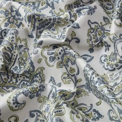 HLC.ME Blackout Curtains Amalfi Paisley 100% Blackout Grommet Curtain Panels - Grey/Yellow - Set Of 2