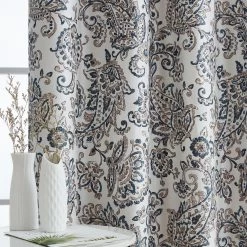 HLC.ME Amalfi Paisley 100% Blackout Grommet Curtain Panels - Taupe - Set Of 2