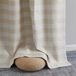 HLC.ME Andersen Buffalo Plaid 100% Blackout Grommet Curtains - Beige - Set Of 2 Blackout Curtains