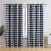 HLC.ME Andersen Buffalo Plaid 100% Blackout Grommet Curtains - Black - Set Of 2 Blackout Curtains