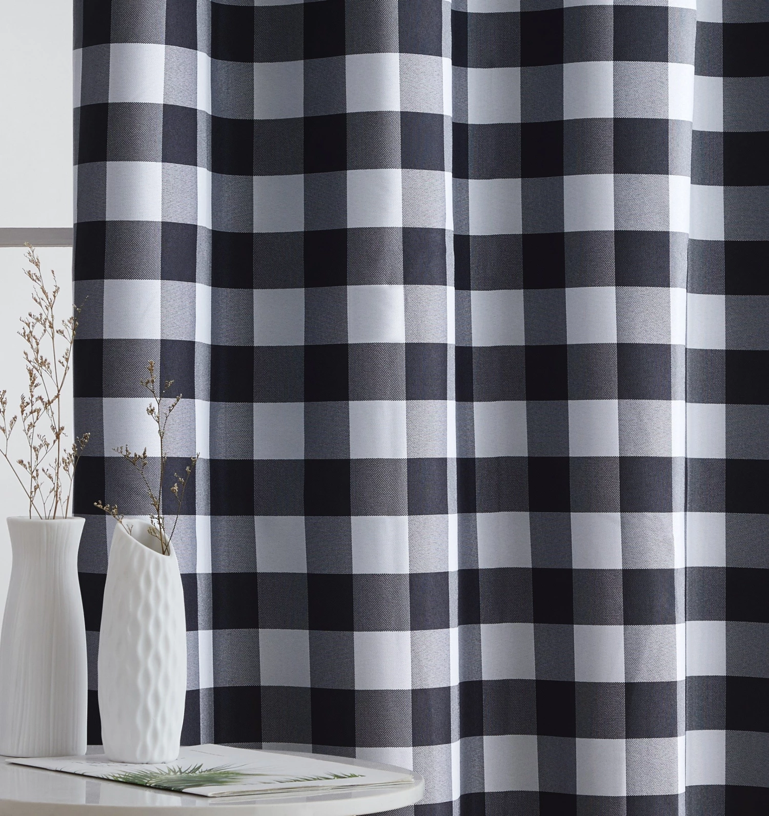 HLC.ME Andersen Buffalo Plaid 100% Blackout Grommet Curtains - Black - Set Of 2 Blackout Curtains 5 HLC.ME Andersen Buffalo Plaid 100% Blackout Grommet Curtains - Black - Set Of 2 Blackout Curtains