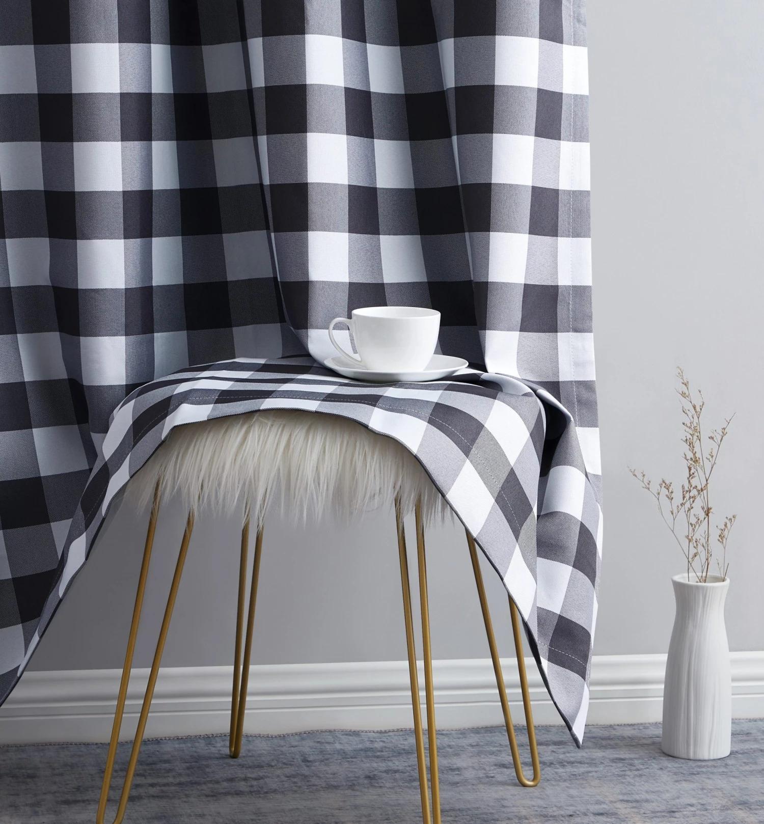 HLC.ME Andersen Buffalo Plaid 100% Blackout Grommet Curtains - Black - Set Of 2 Blackout Curtains 6 HLC.ME Andersen Buffalo Plaid 100% Blackout Grommet Curtains - Black - Set Of 2 Blackout Curtains