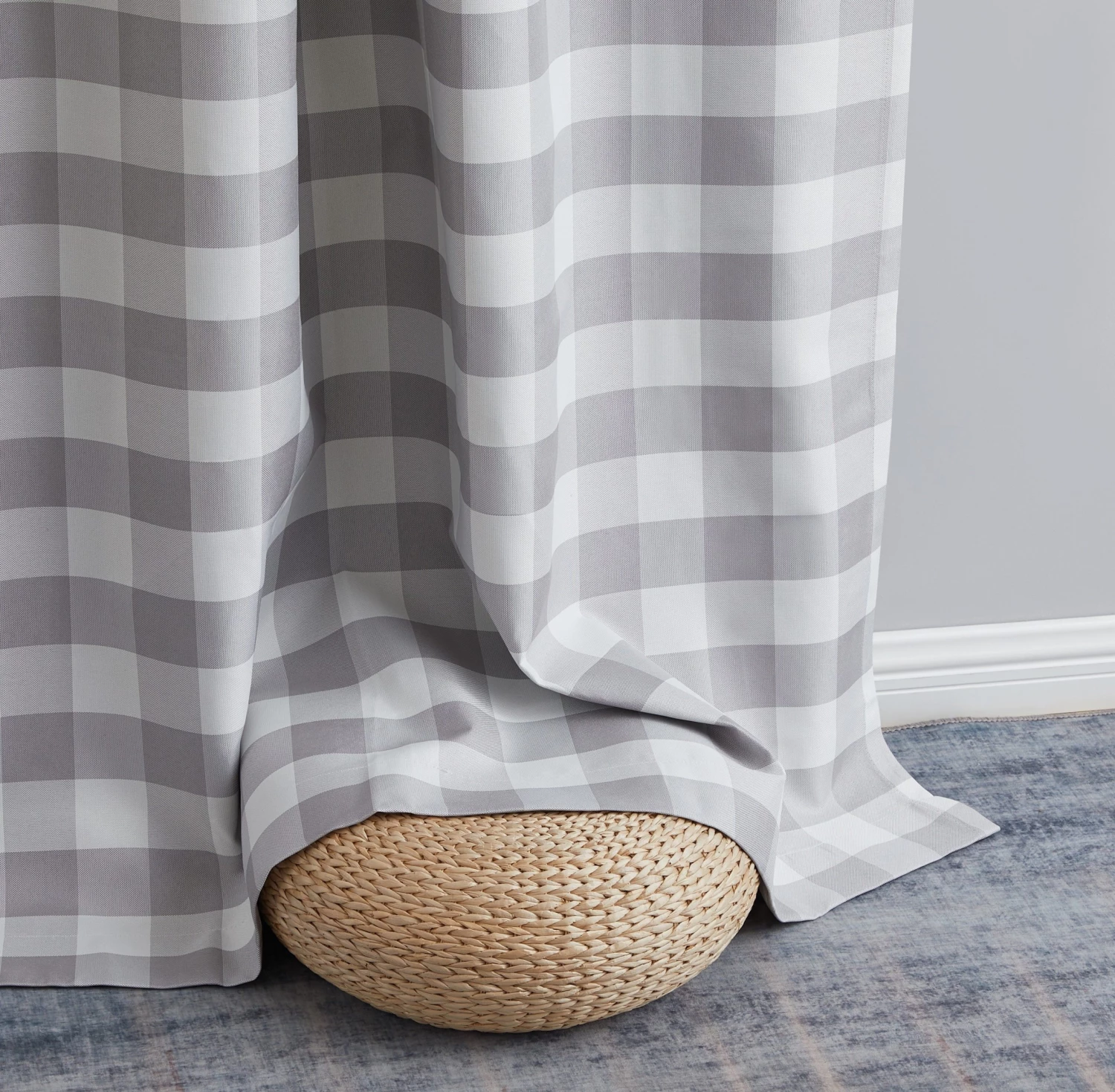 HLC.ME Andersen Buffalo Plaid 100% Blackout Grommet Curtains - Dove Grey - Set Of 2