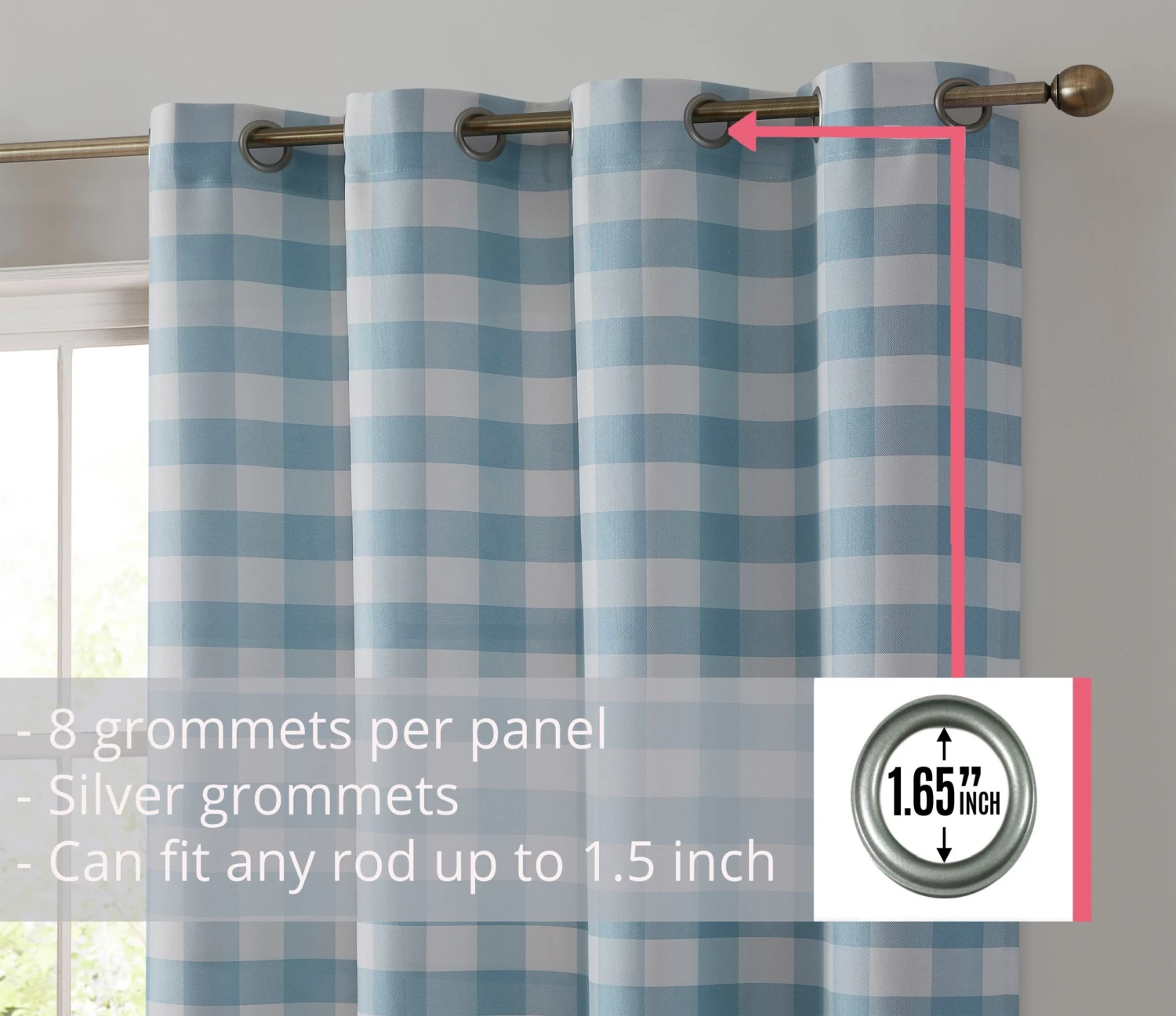 HLC.ME Blackout Curtains Andersen Buffalo Plaid 100% Blackout Grommet Curtains - Farmhouse Blue - Set Of 2