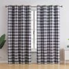 HLC.ME Andersen Buffalo Plaid 100% Blackout Grommet Curtains - Grey - Set Of 2