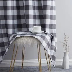 HLC.ME Andersen Buffalo Plaid 100% Blackout Grommet Curtains - Grey - Set Of 2 11 HLC.ME Andersen Buffalo Plaid 100% Blackout Grommet Curtains - Grey - Set Of 2