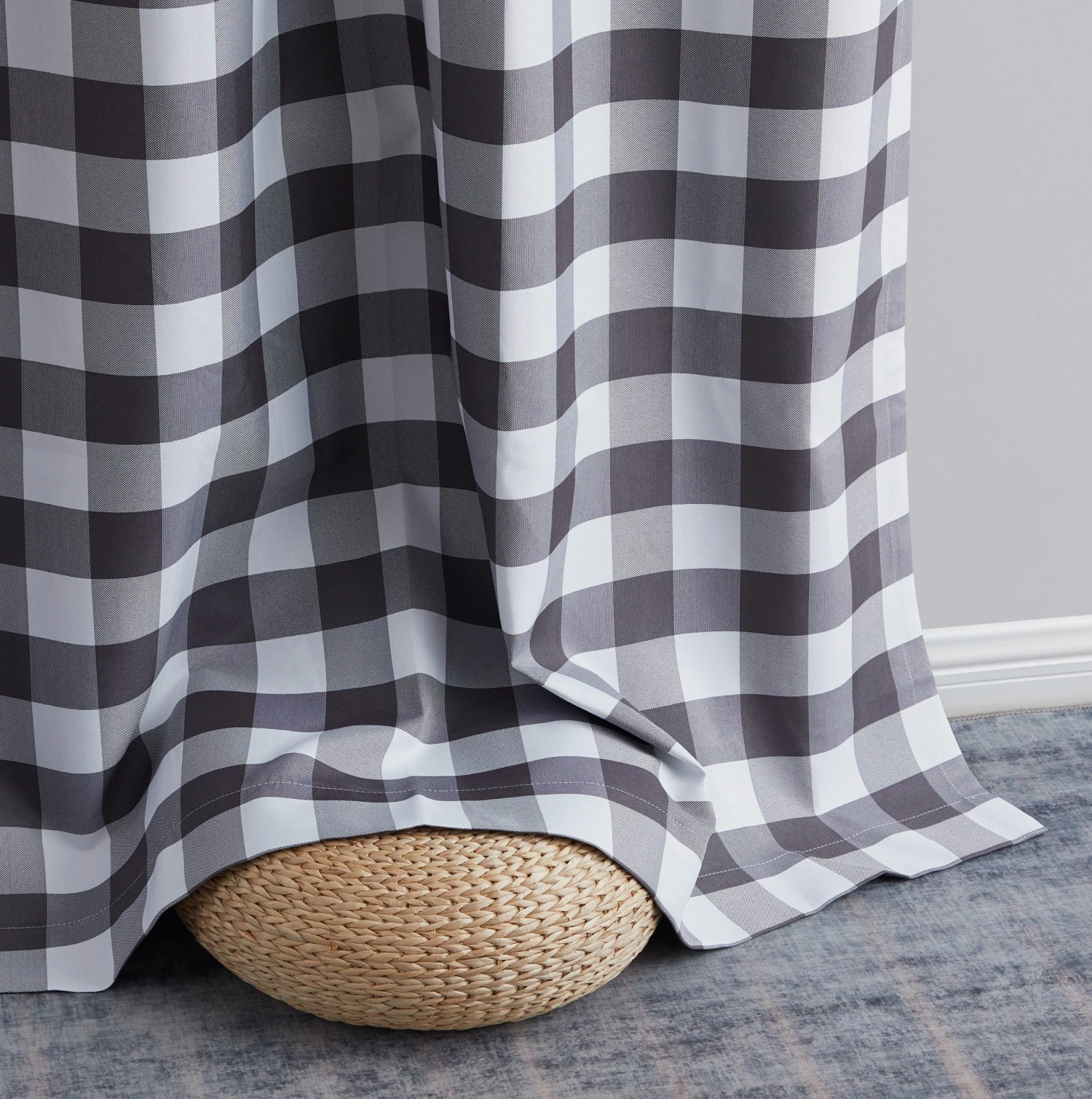 HLC.ME Andersen Buffalo Plaid 100% Blackout Grommet Curtains - Grey - Set Of 2 7 HLC.ME Andersen Buffalo Plaid 100% Blackout Grommet Curtains - Grey - Set Of 2