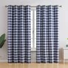 HLC.ME Blackout Curtains Andersen Buffalo Plaid 100% Blackout Grommet Curtains - Navy Blue - Set Of 2